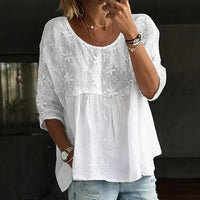 Blusa Patchwork Bordada de Flores