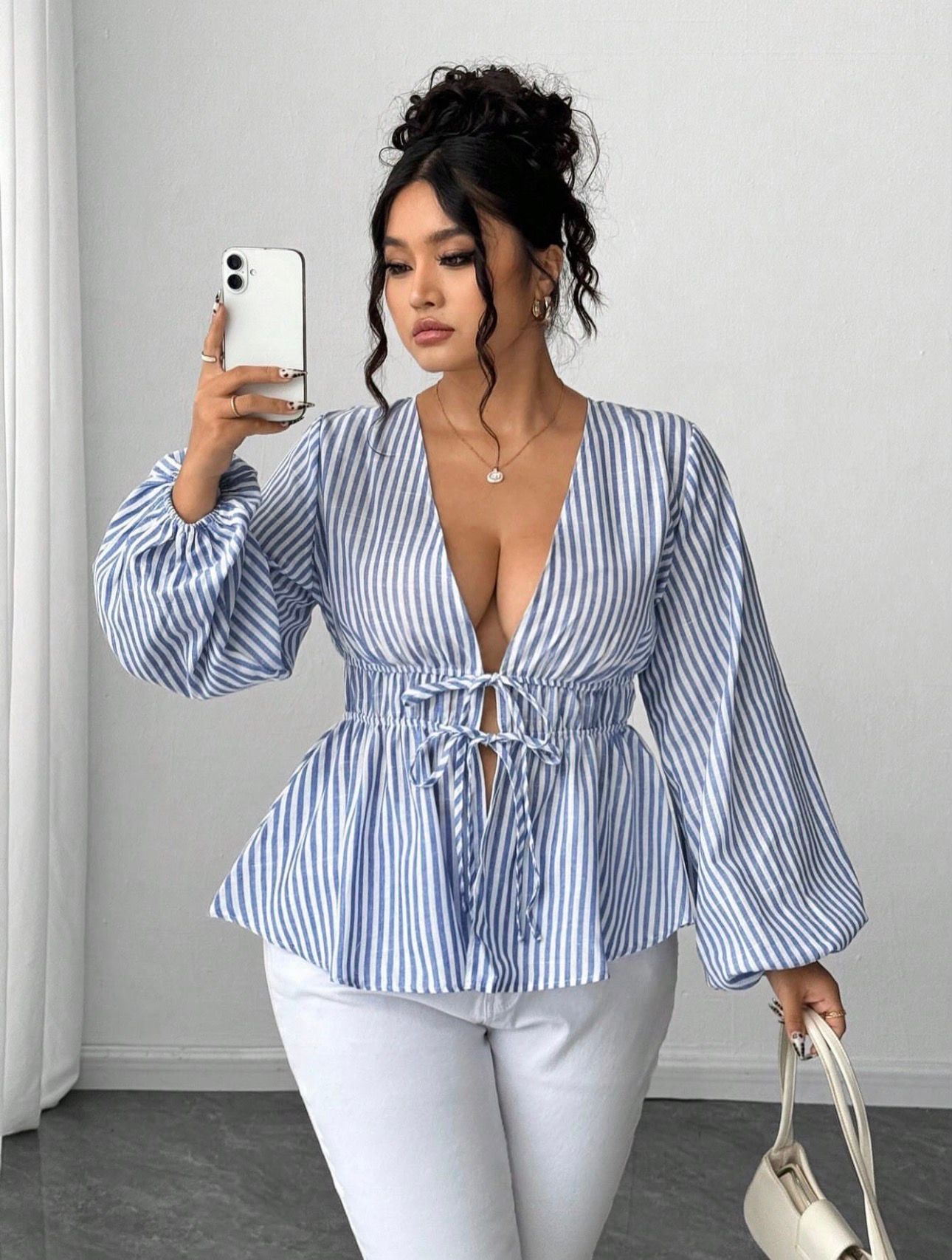 Blusa Costa Azul | Blusa de rayas con lazo delantero