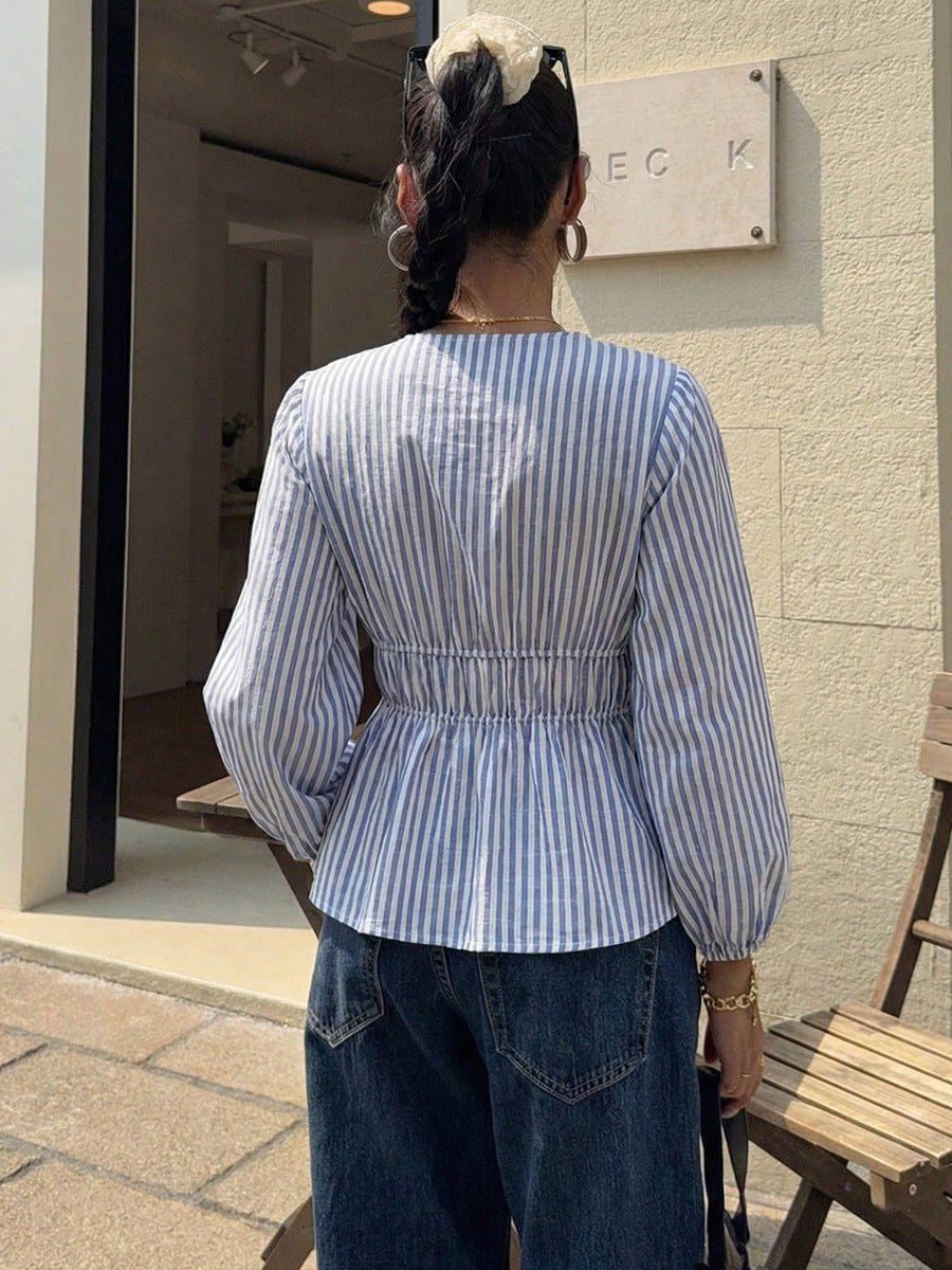 Blusa Costa Azul | Blusa de rayas con lazo delantero